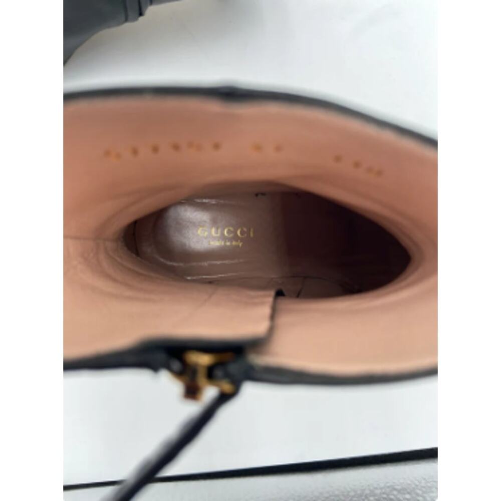 Gucci Black Leather Zumi Kitten Heel Ankle Boots size 37 - Picture 10 of 12